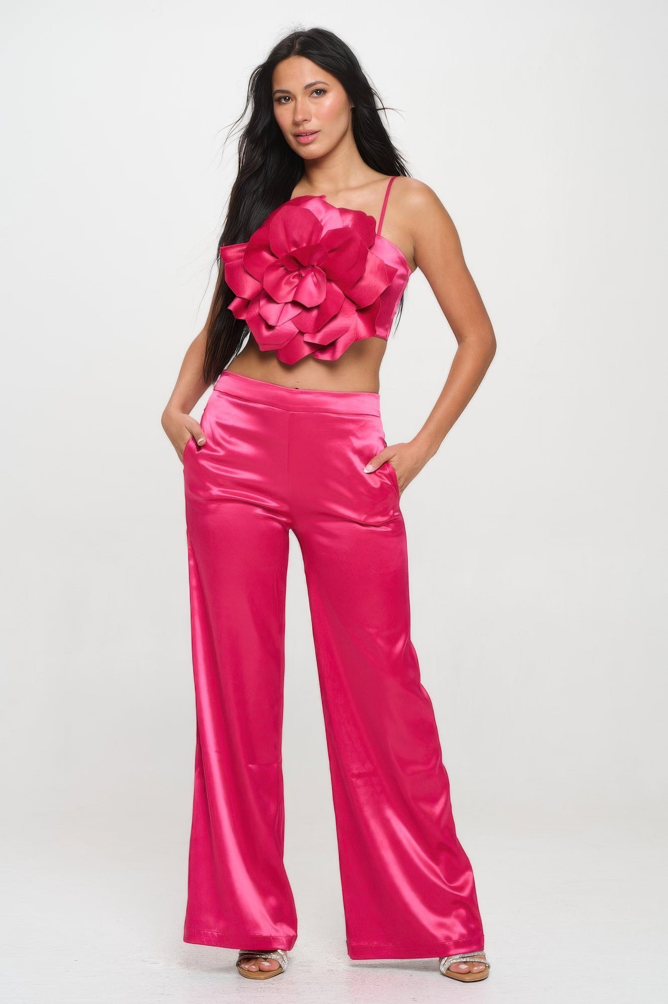 Flower Crop Top and Pants Set