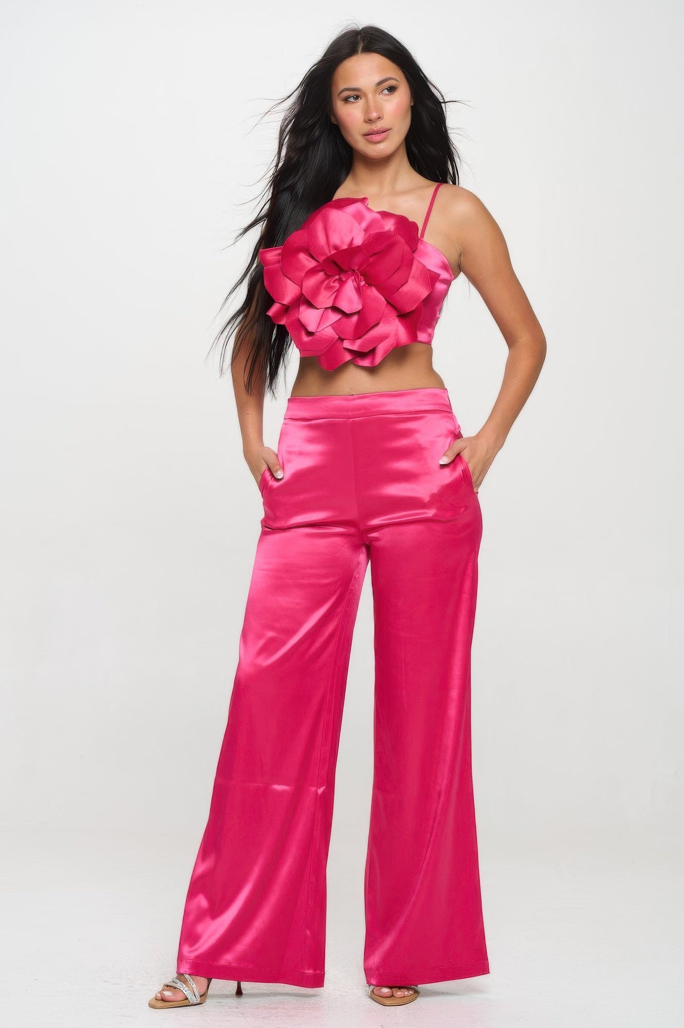 Flower Crop Top and Pants Set